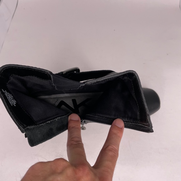 Anne Klein Sport Wedge Booties Women Sz 9 Montague Black Leather Silver Buckle - Picture 14 of 15